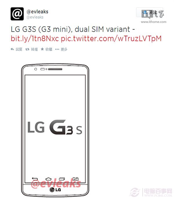 LG G3迷你版曝光：LG G3S+双卡双待