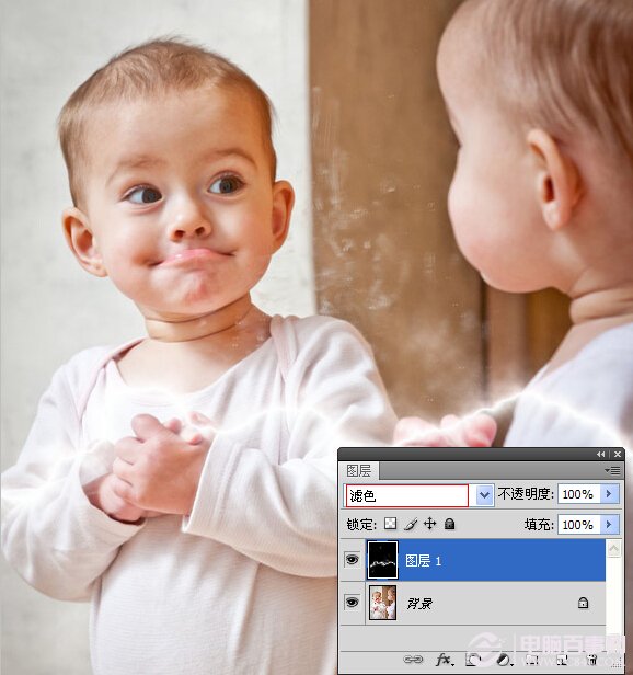 photoshop制作出宝宝放电效果 电脑百事网