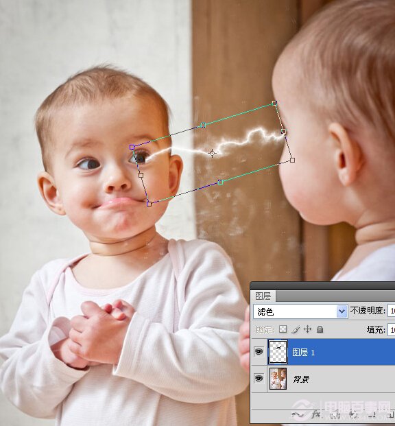 photoshop制作出宝宝放电效果 电脑百事网