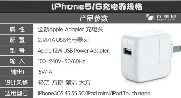 iPhone5/5s/6充电器规格