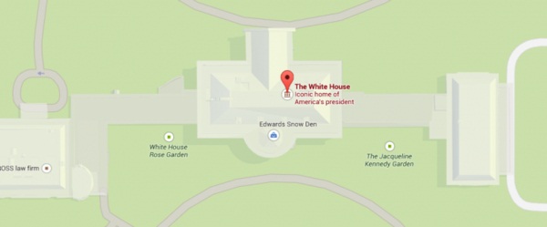 谷歌地图显示斯诺登在美国白宫