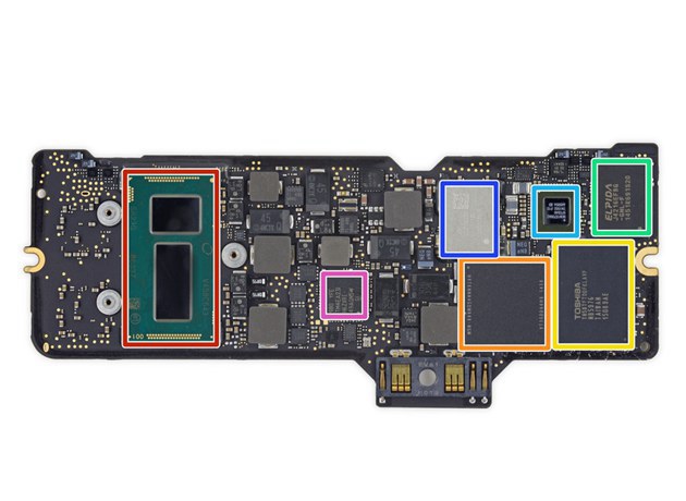 MacBook 12主板反面芯片特写